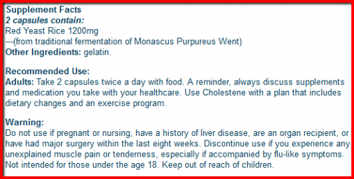 Red Yeast Rice Supplement Facts
