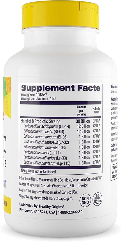 Healthy Origins 30 Billion Probiotic 150 Capsules Supplement Facts