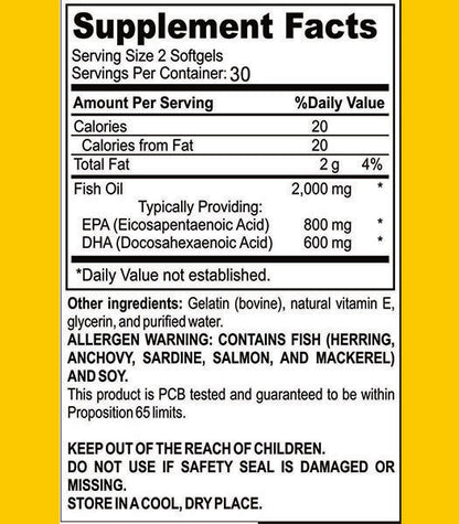 True Omega-3 High Potency Supplement Facts