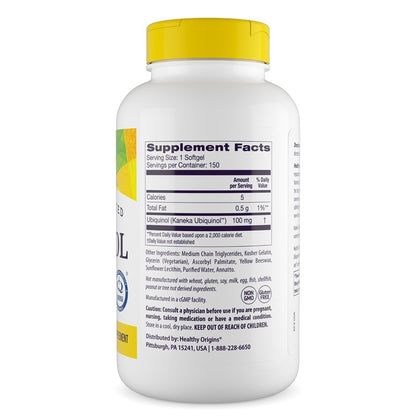 Healthy Origins Ubiquinol CoQ10 100 mgs 150 Softgels